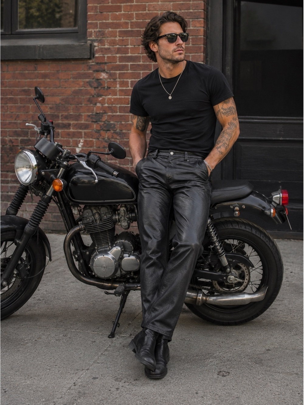 Wilsons Leather M. Julian Men’s Black Genuine Leather Pants Size 32 Biker Moto